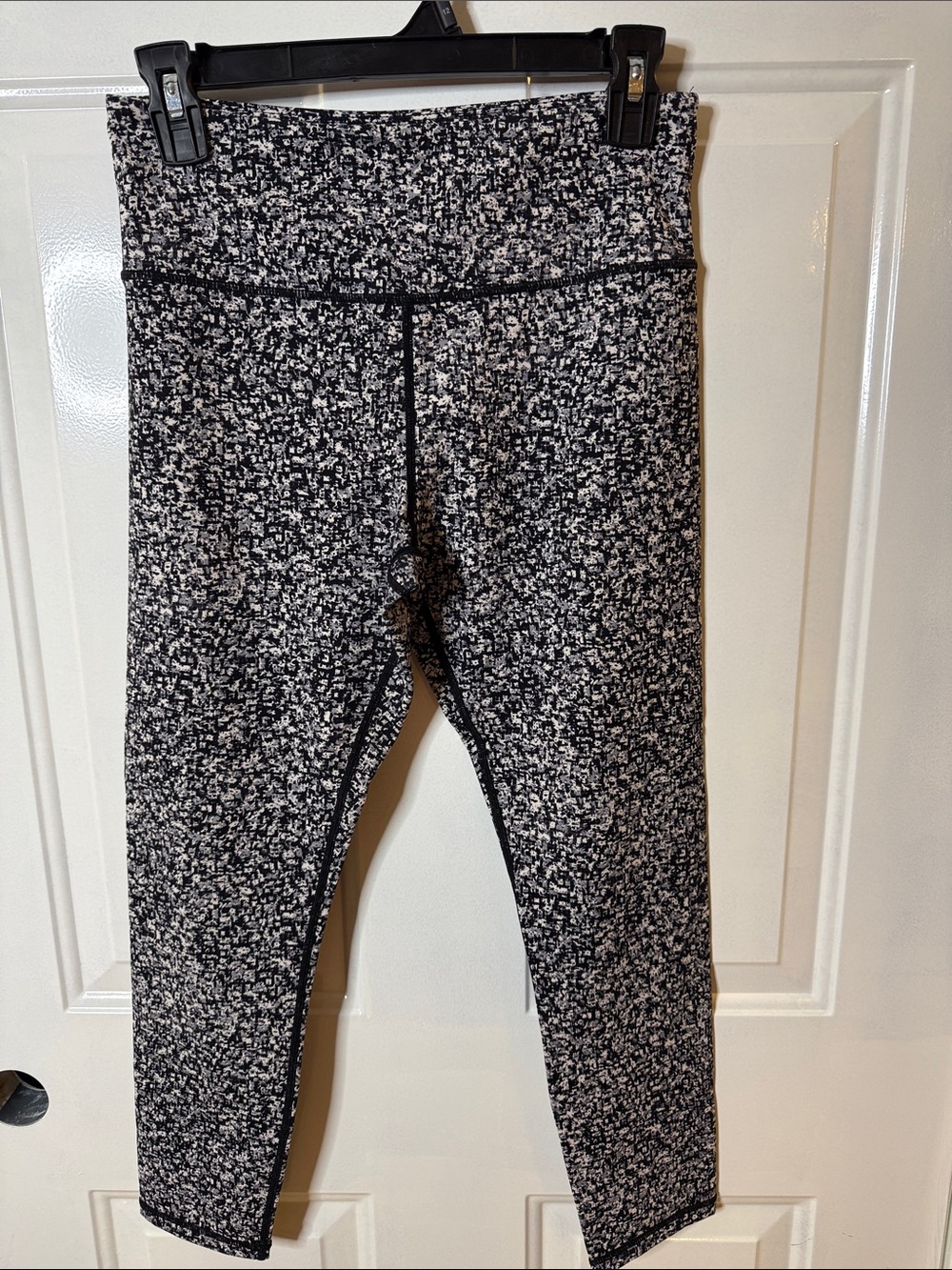 High-Rise Marled Black & White Leggings